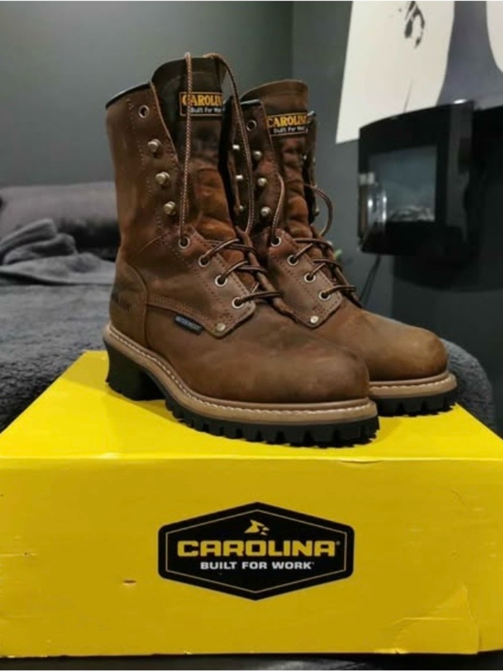 Carolina Men's Crazy Horse Leather Waterproof Logger Work Boots - Steel-Toe